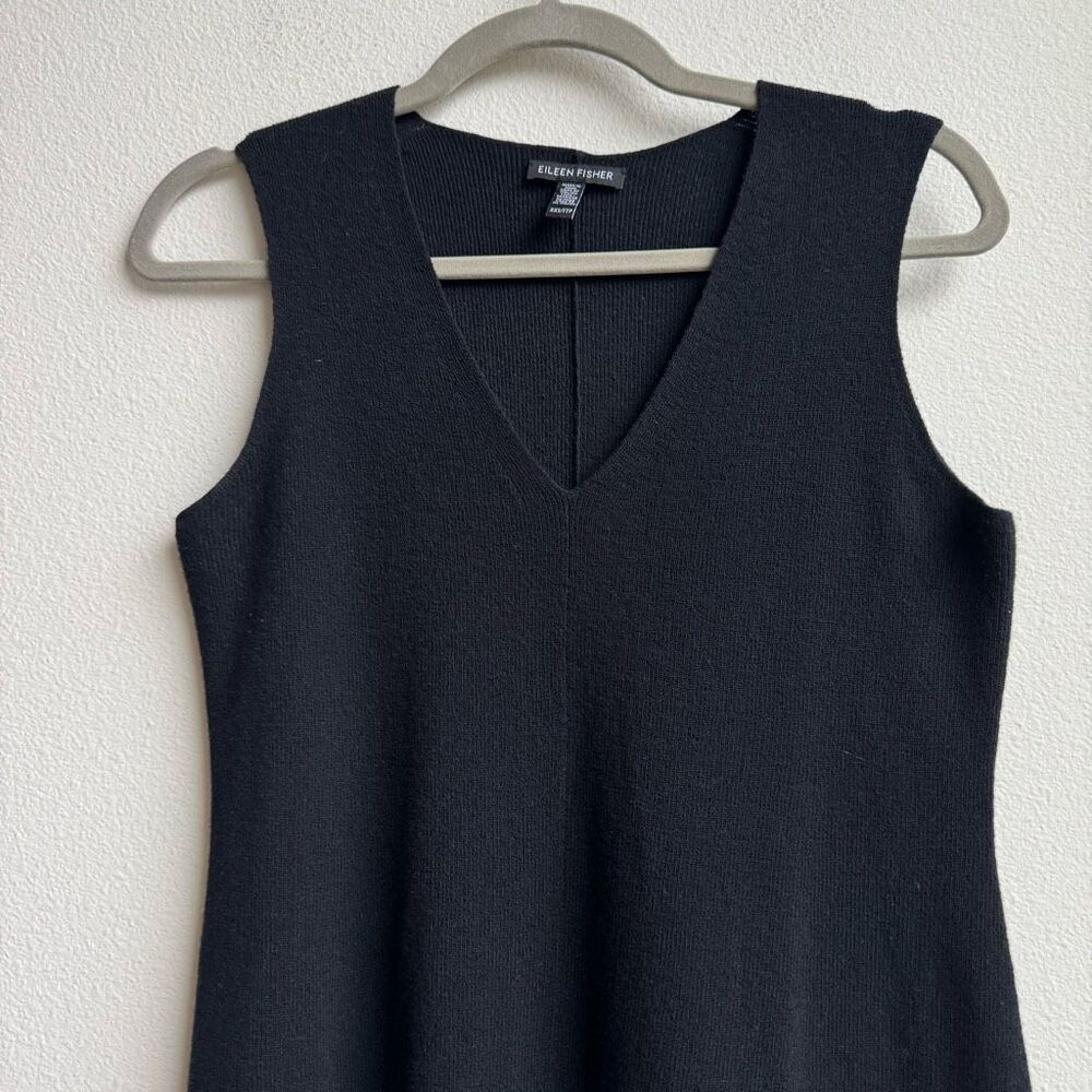 Eileen Fisher Sleeveless Wool Midi Maxi Sweater Dress Black Size XXS Relaxed Fit - Picture 3 of 8